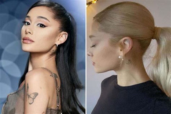 Ariana Grande with a blonde ponytail