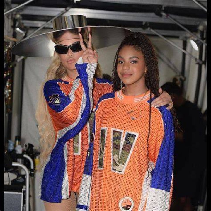 Beyonce, Blue Ivy Carter. Beyonce, a cast member in "The Lion King," poses with her daughter Blue Ivy at the premiere of the film at the El Capitan Theatre, in Los AngelesWorld Premiere of "The Lion King" - Red Carpet, Los Angeles, USA - 09 Jul 2019