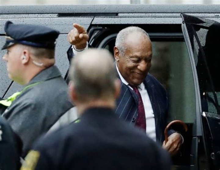 Bill Cosby gestures as he approaches members of the media gathered outside his home in Elkins Park, Pa., following his release from prison, after Pennsylvania's highest court overturned his sex assault conviction Bill Cosby, Elkins Park, United States - 30 Jun 2021
