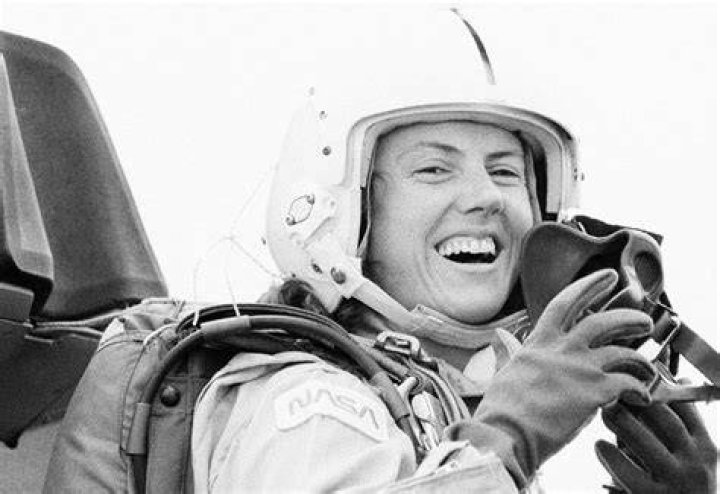 Christa McAuliffe Before An Orientation Flight