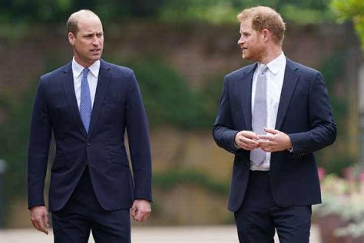William and Harry at their mother&rsquo;s statue
